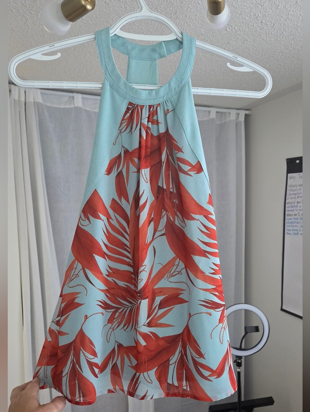H&M Aqua Top with Coral Red Accent